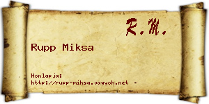 Rupp Miksa névjegykártya